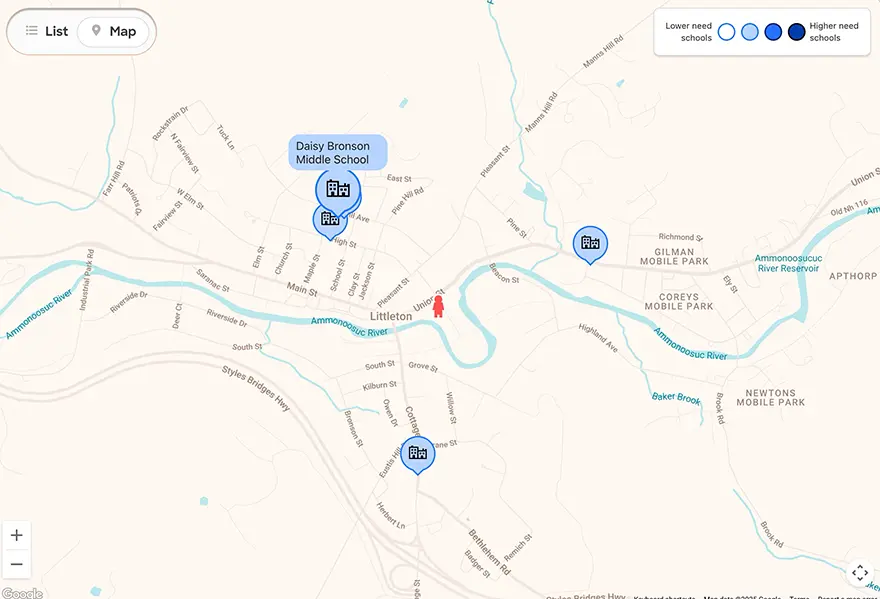 AFTER: Littleton schools showing on the map